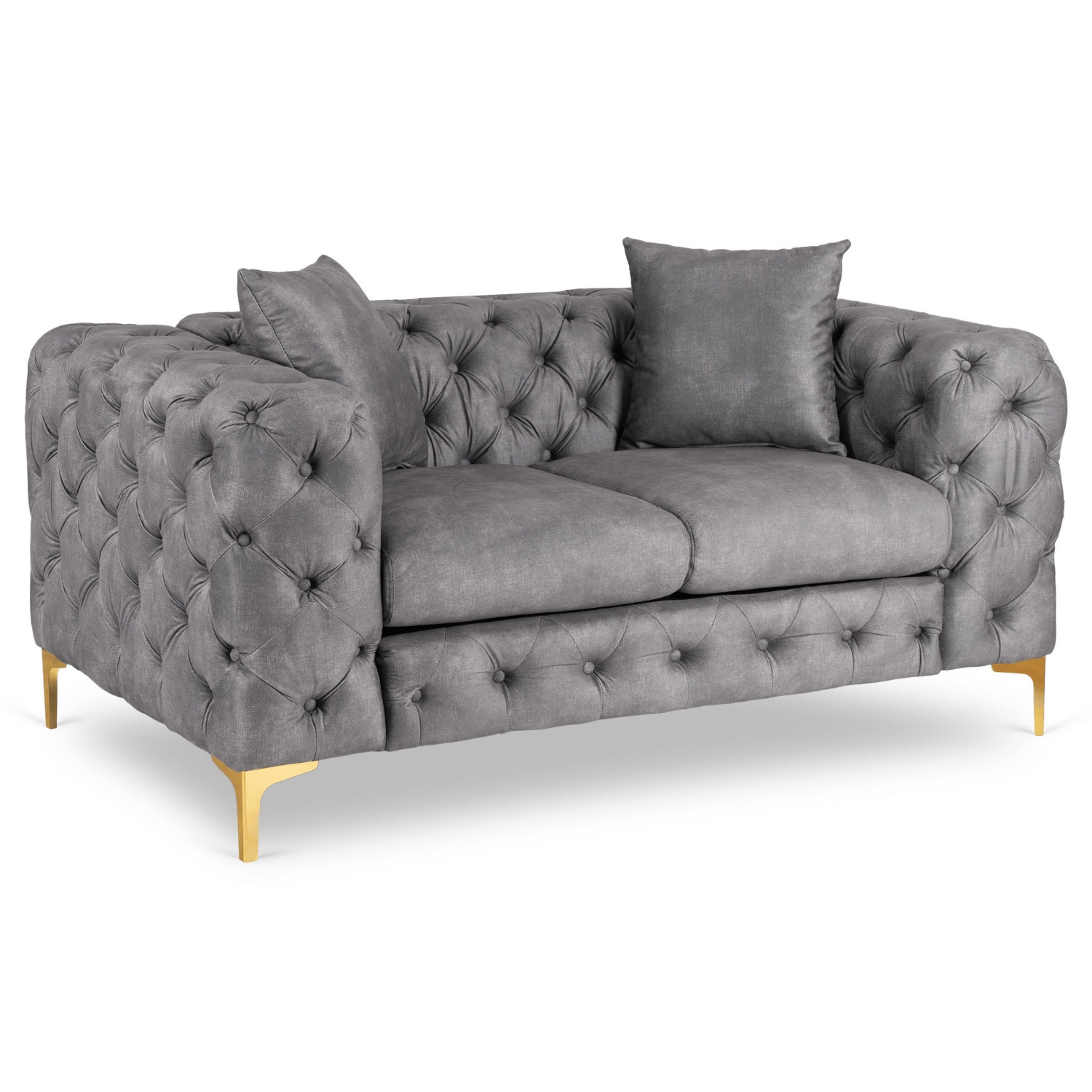 Sofa SORRENTO 2S Dwuosobowa Szara Welurowa Nowoczesna Glamour