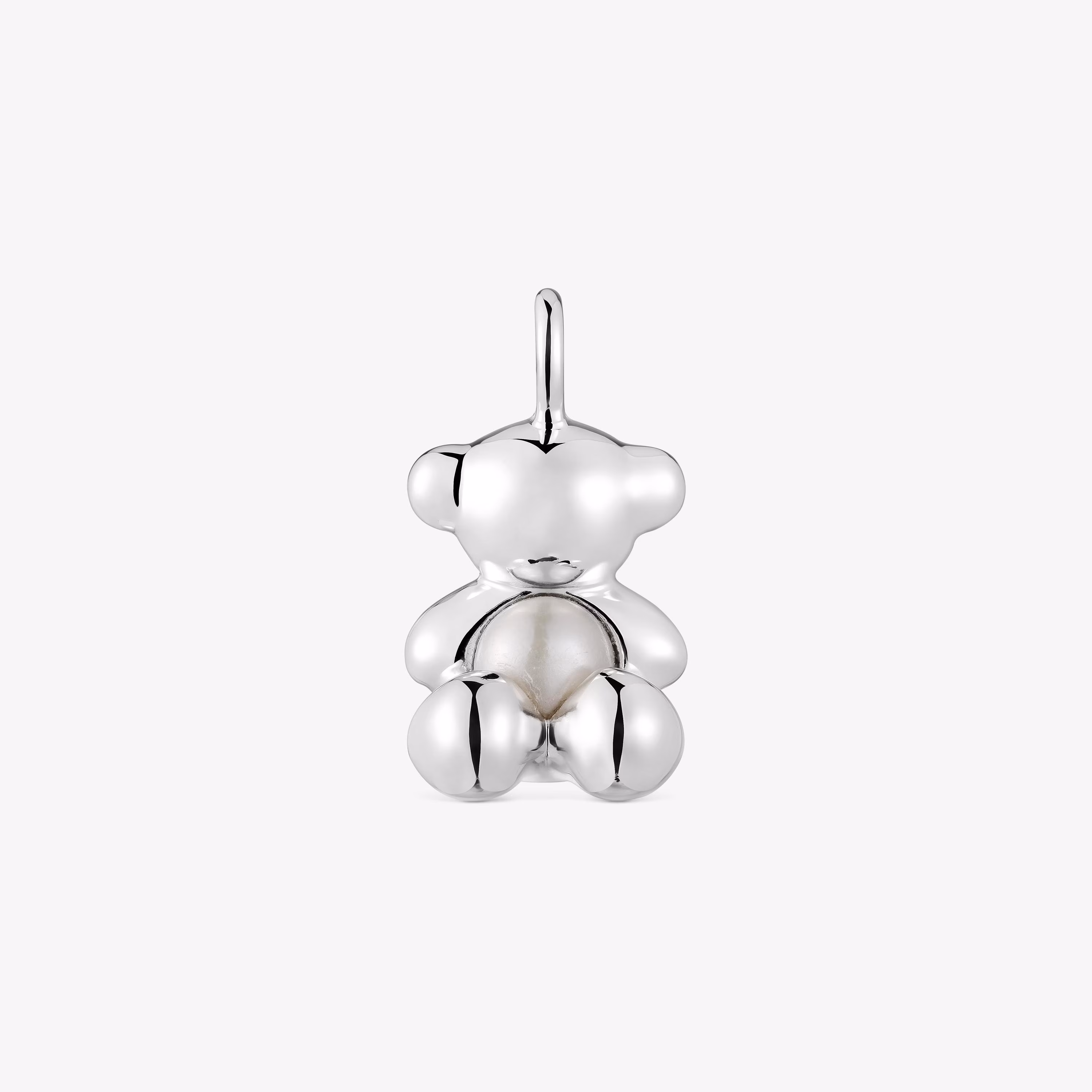 Colgante oso mediano de plata y perla cultivada Bold Bear
