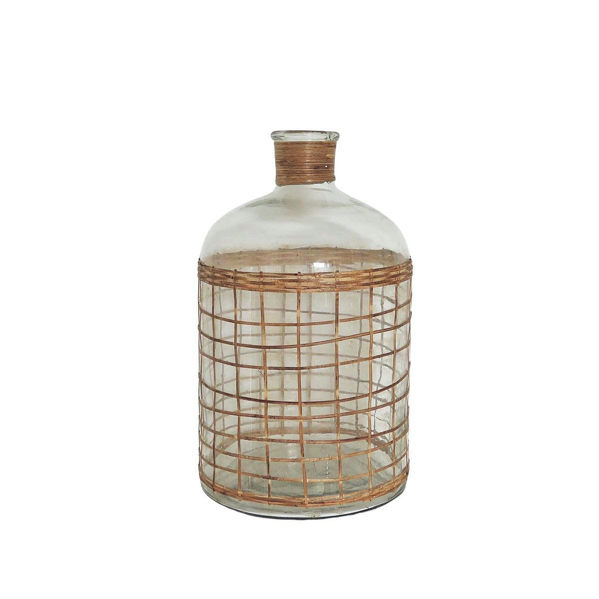 - Bonbonne en verre et jonc tressé