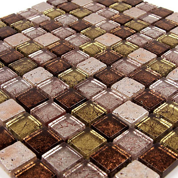 Mosaïque Verre - Vert &Pierre - 30 x 30 cm - Carrés