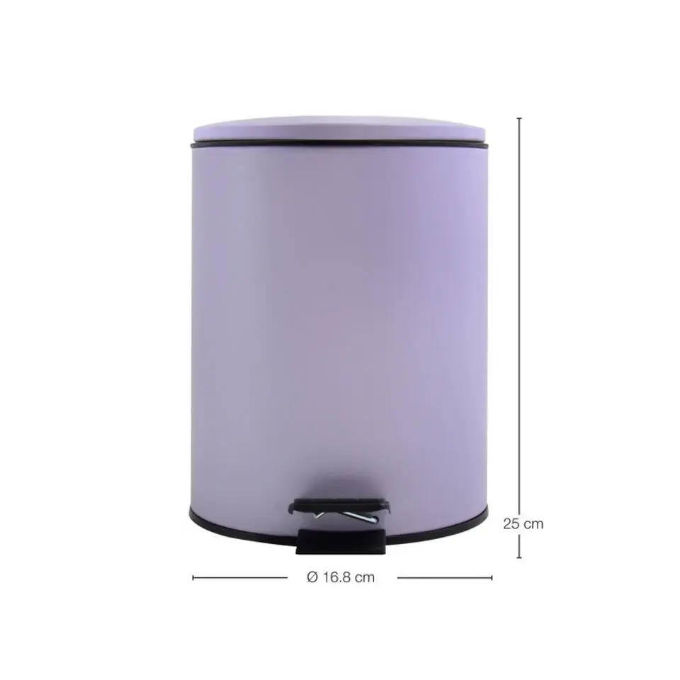 Spirella Pedaalemmer Cannes - lila paars - 3L - metaal - 17x25 cm