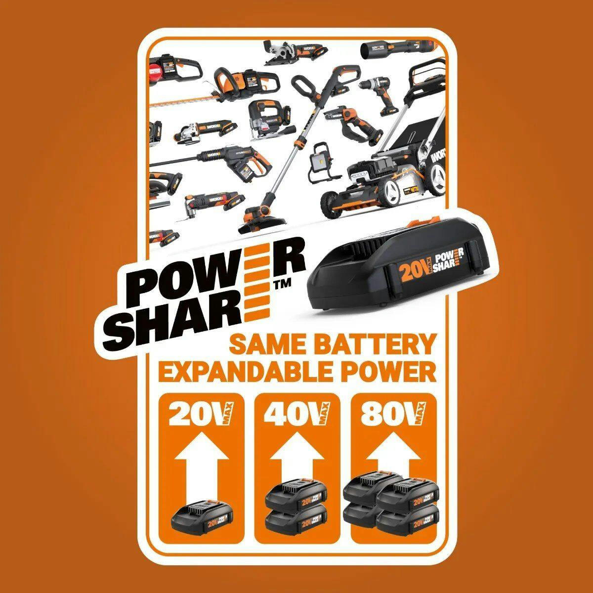 WORX WG324.9 20V Power Share™ Cordless Pruning Saw, 5-in, Tool Only
