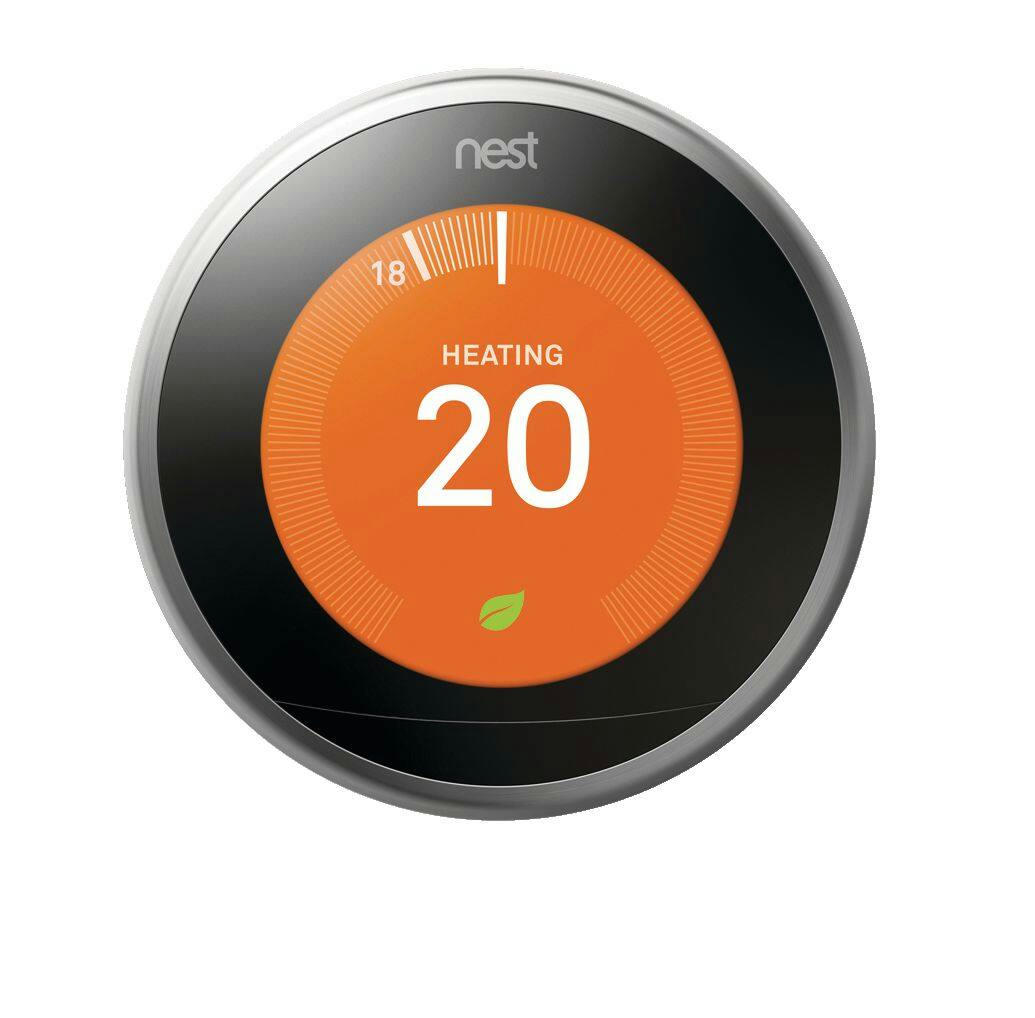 Google Nest Smart Learning Thermostat- 3rd Generation, Stainless Steel, Black