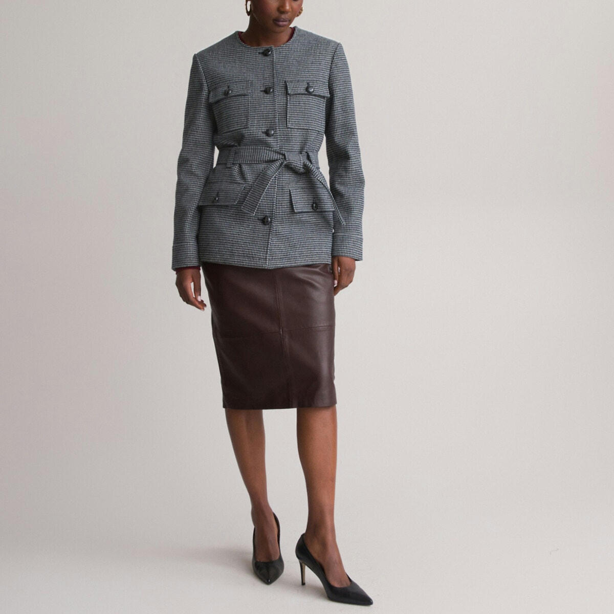 Veste coupe droite, à carreaux