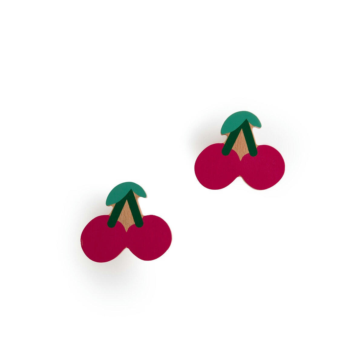 Lot de 2 patères cerise en bois, Cerise