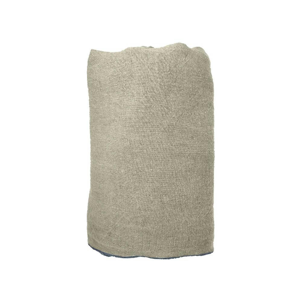 BEGUR - Jeté de  Lin pur lavé Begur Naturel  Bleu nuit 140x200