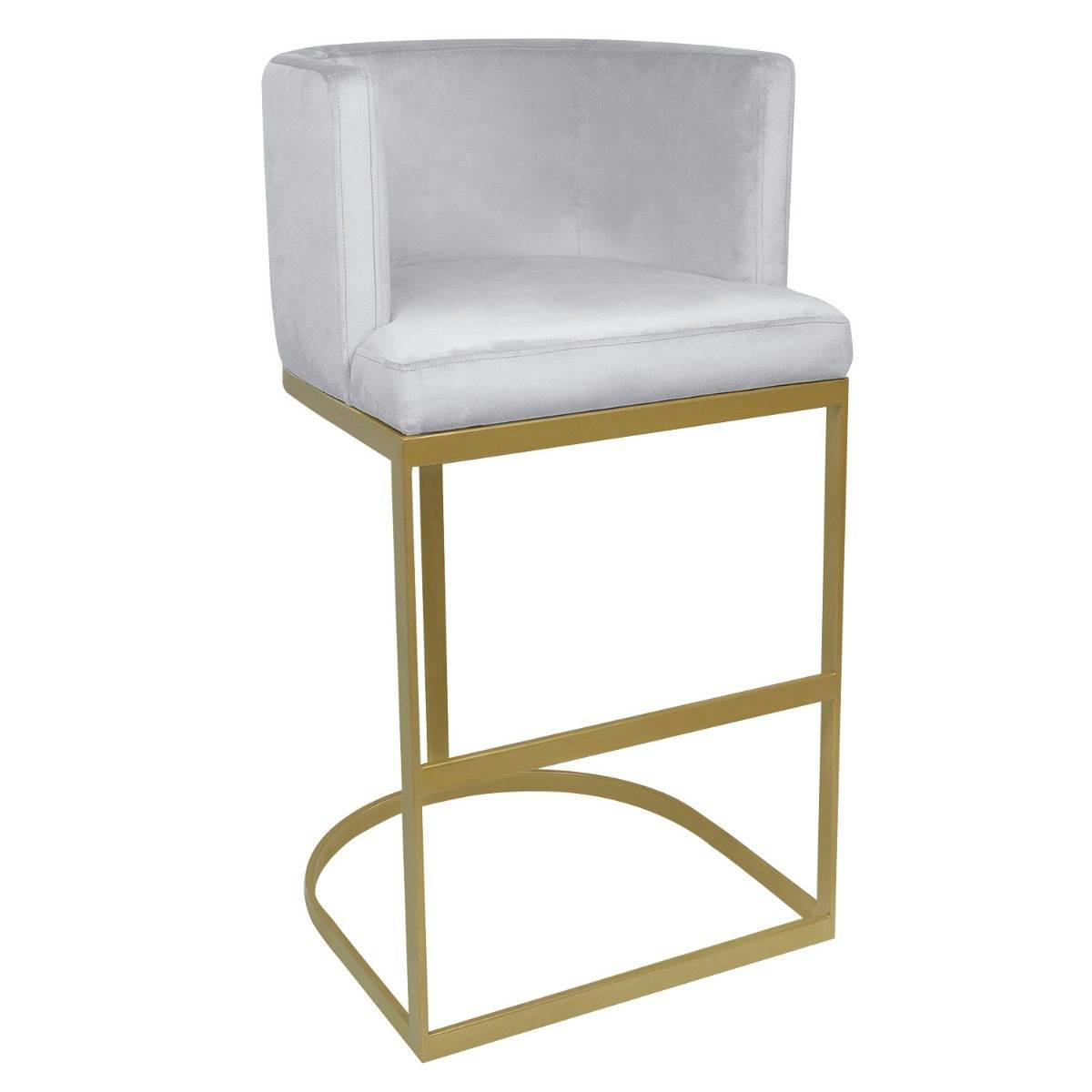 NOELLIE - Chaise de bar velours argent pieds or