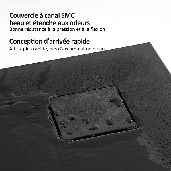 EMKE Receveur de douche Semi-circulaire Antidérapant SMC receveur de douche, Blanc 90 x 90 cm