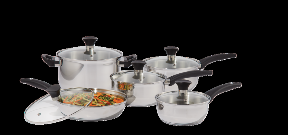 Vida by PADERNO Everyday Series Premium Food-Grade Stainless Steel Cookware Set, Dishwasher & Oven-Safe, 10-pc
