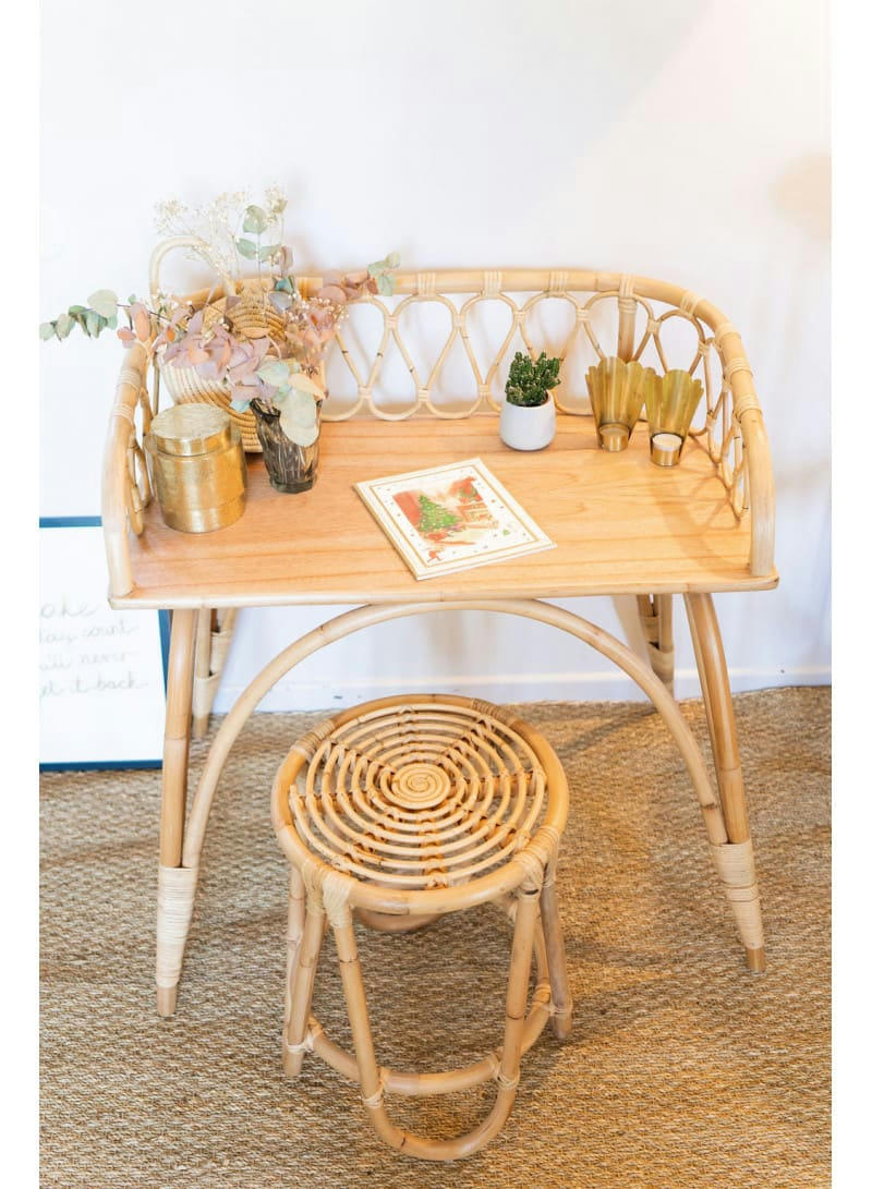JUNE - Bureau enfant ou console en rotin Naturel