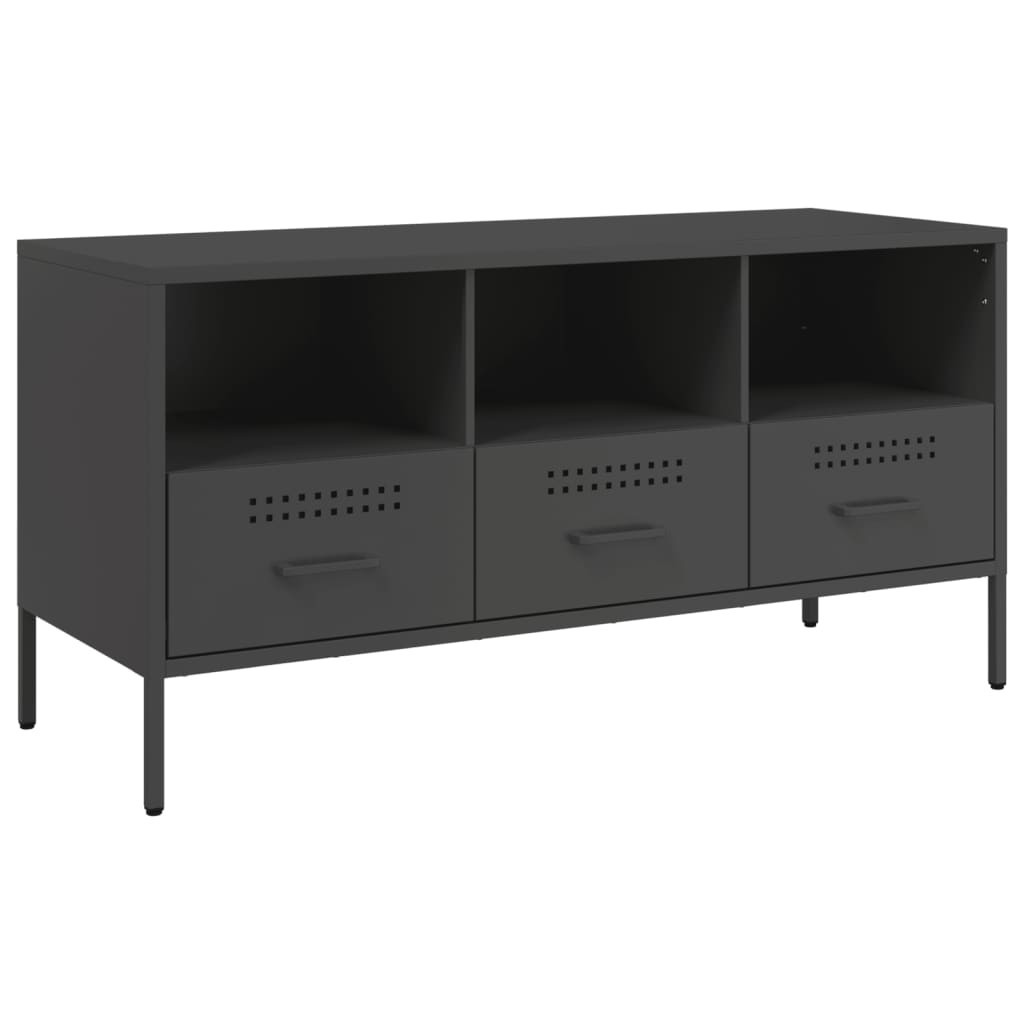 Szafka Pod Telewizor Półka Stolik RTV Metal Czarny 100.5x39x50.5 cm