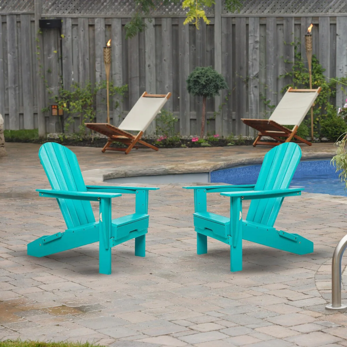 HDPE Folding Adirondack Chair, Ultra Durable Weather Resistant Design, Easy Folding Design, 300 lb Capacity