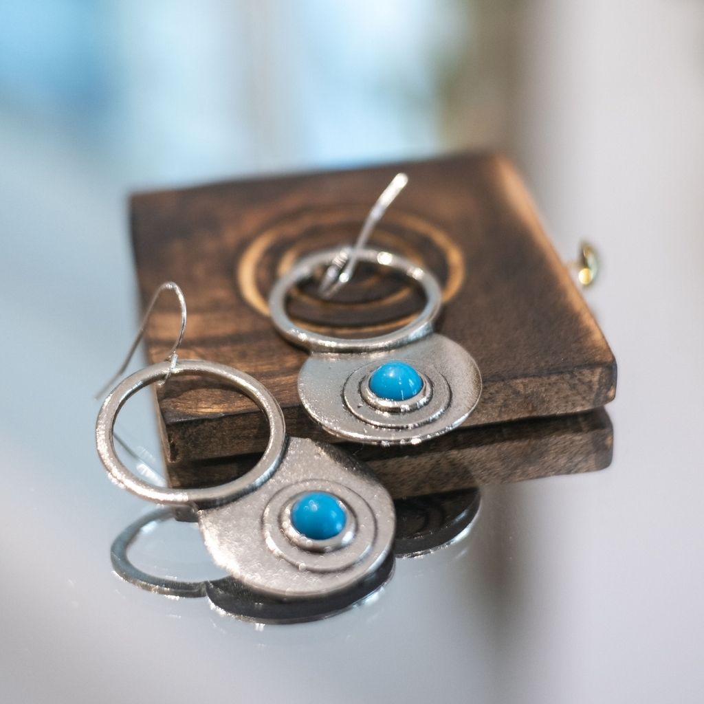 The Colourful Aura Turquoise Stone Dangle Drop Statement Earring