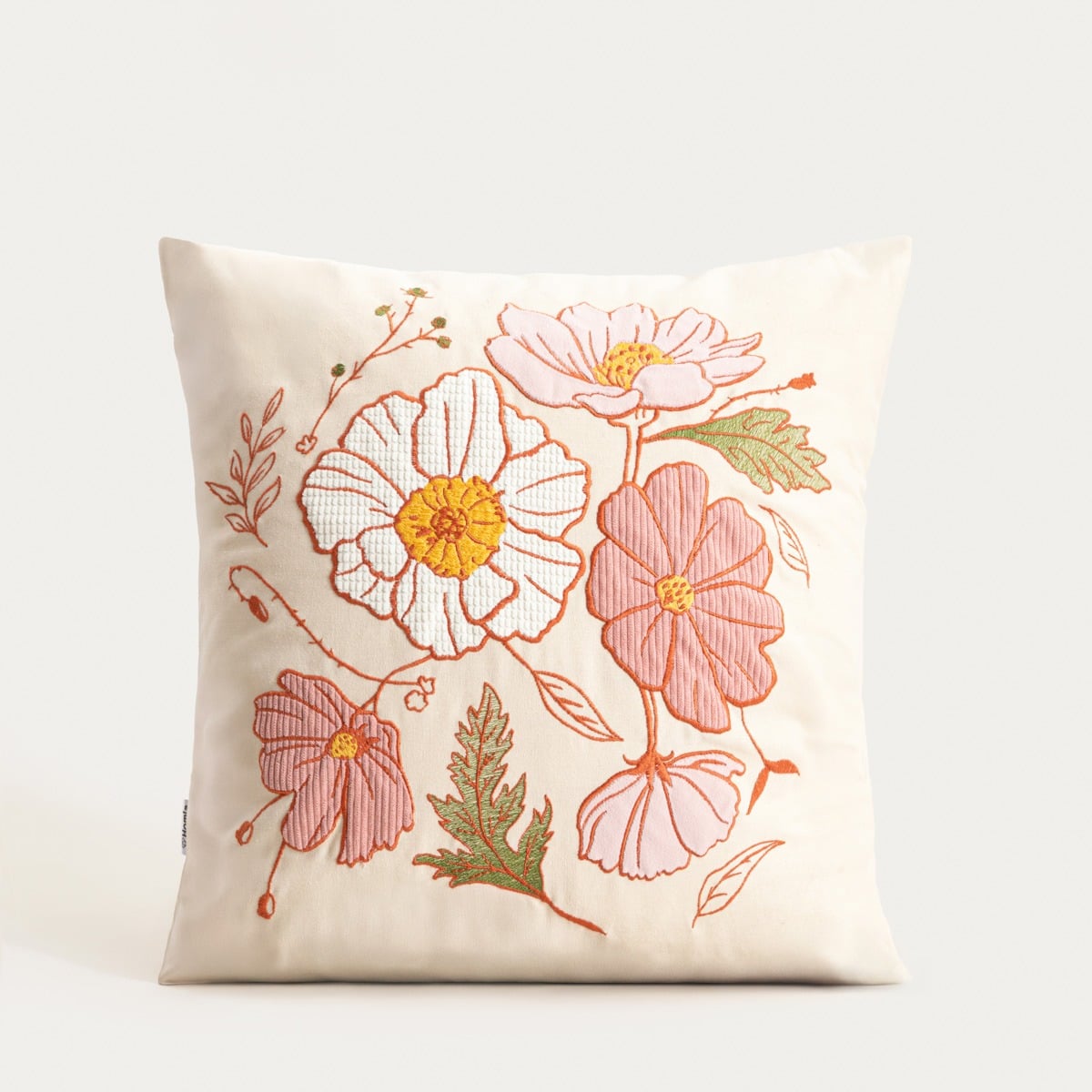 Poszewka KABIR z dodatkiem lnu w strukturalne kwiaty 45x45cm