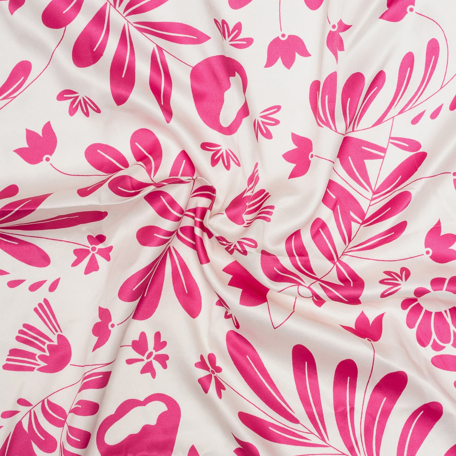 Foulard rose et blanc motif floral