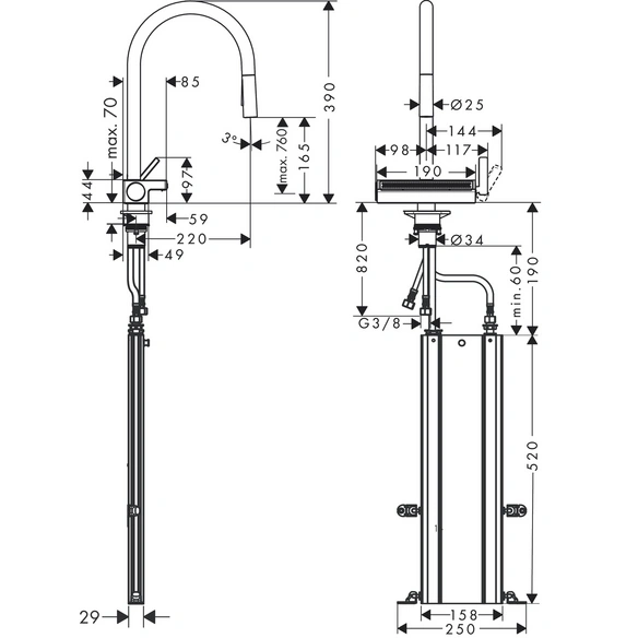 Waschtisch-Einhebelmischer »Aquno«, SPTM 170, T: 170 mm, matt