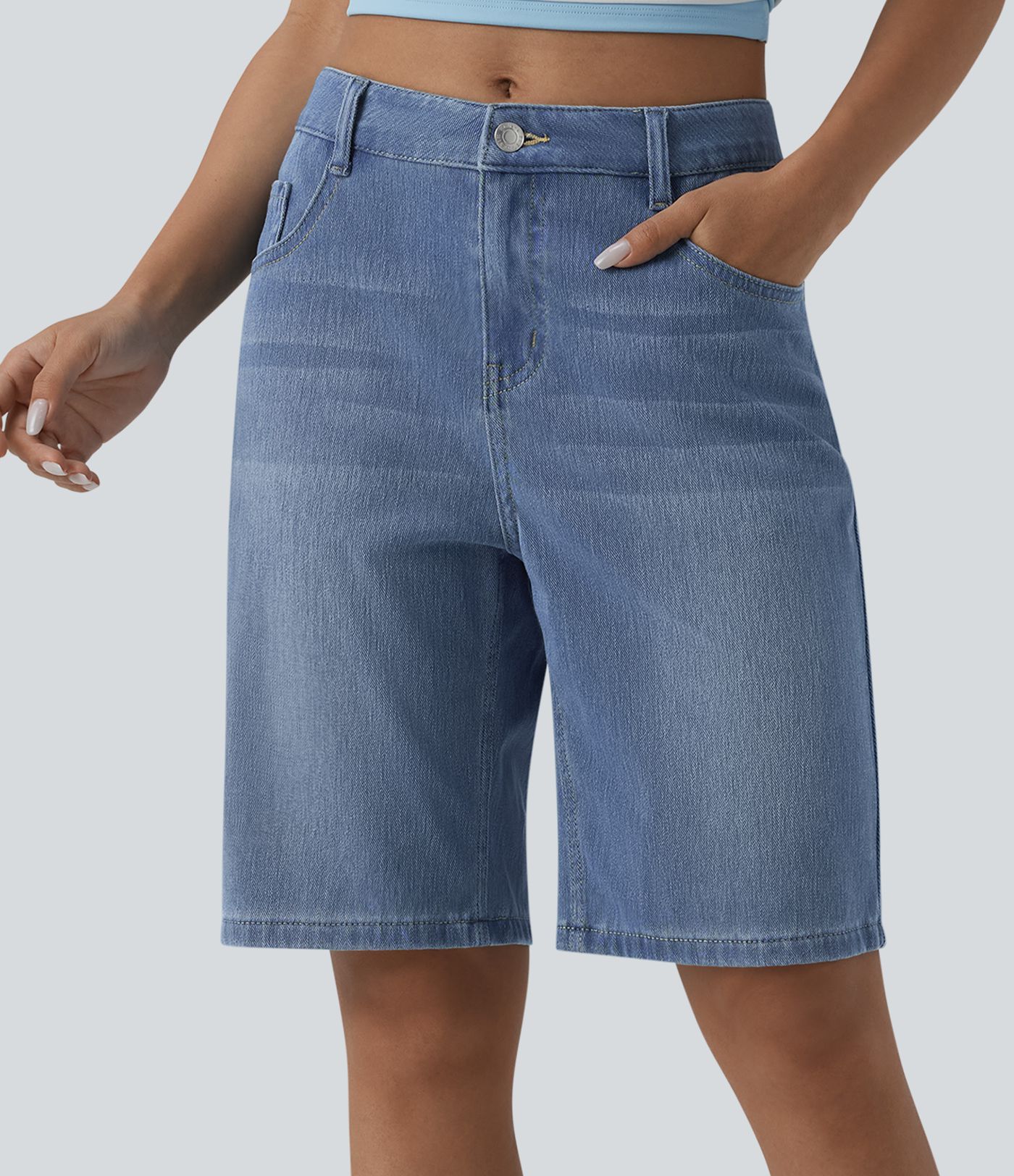 Halara Flex™ Bermuda en denim taille mi-haute avec poches