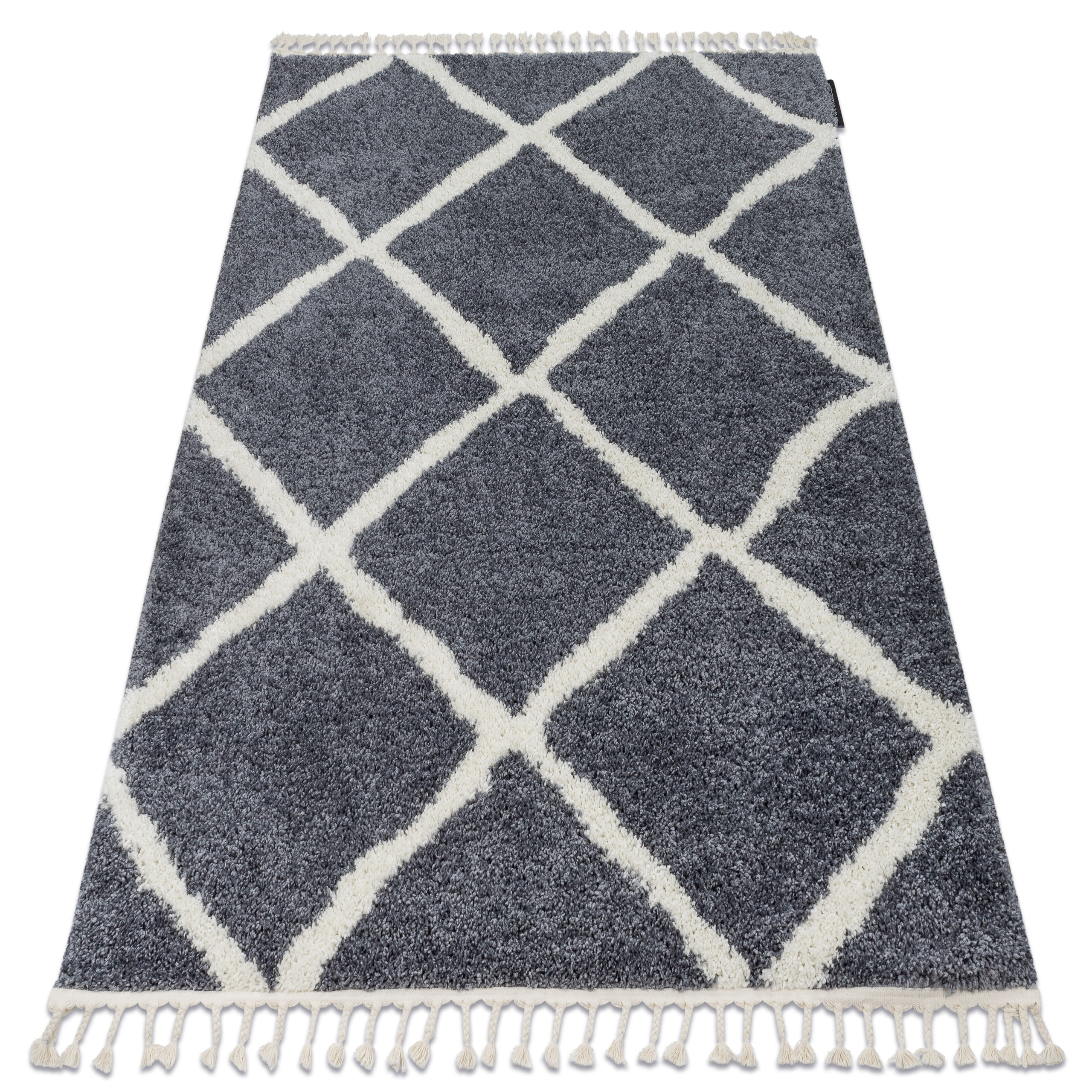 Dywan BERBER CROSS B5950 szary / biały Frędzle berberyjski 80x150 cm