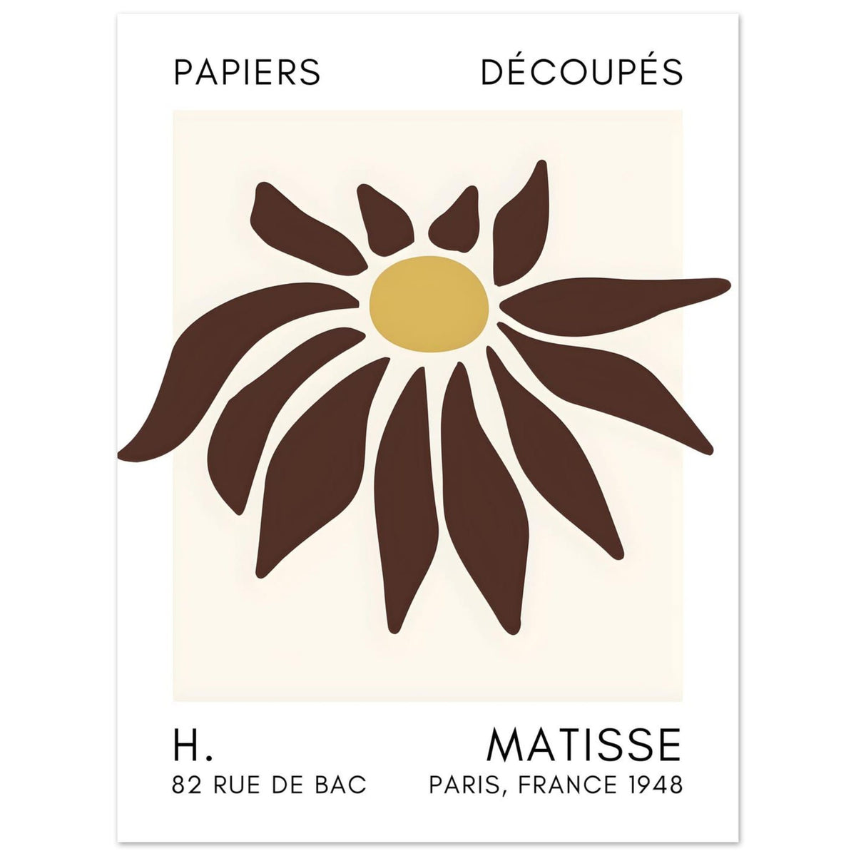 Artfulprints Poster Matisse – Deep sea dance brown  - 30x40 cm - Bruin