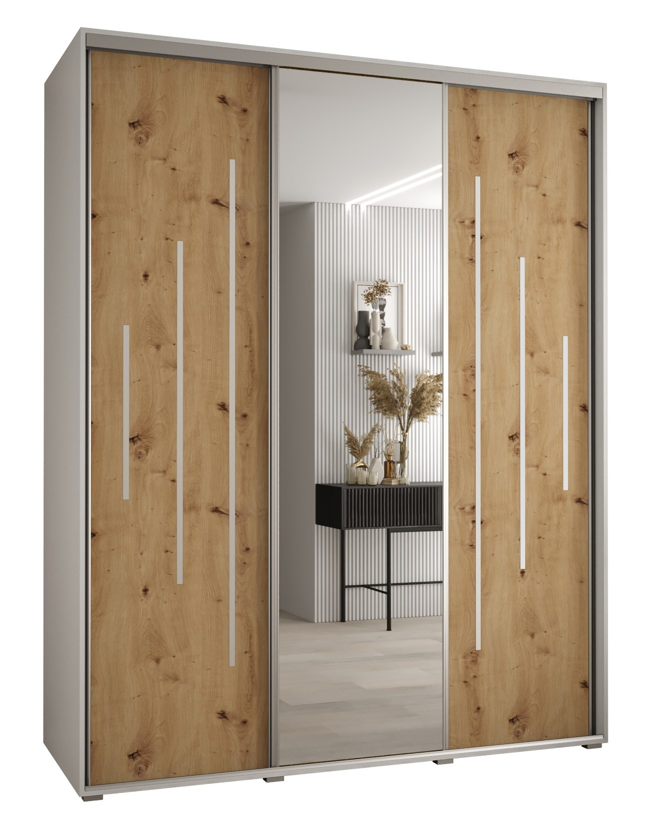 Szafa przesuwna 60 wysoka Davos 13 200 biały artisan srebrny