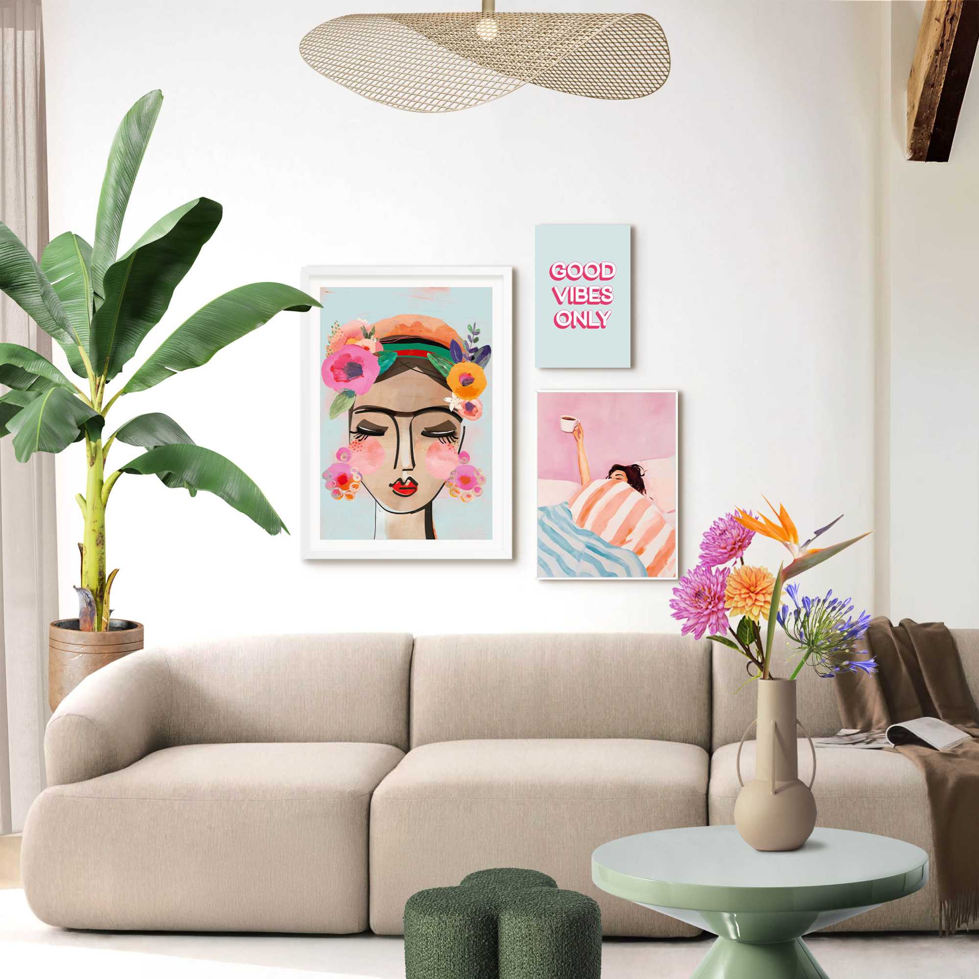 Reinders - Pastel sfeer - Set wanddecoratie in diverse formaten 50x70