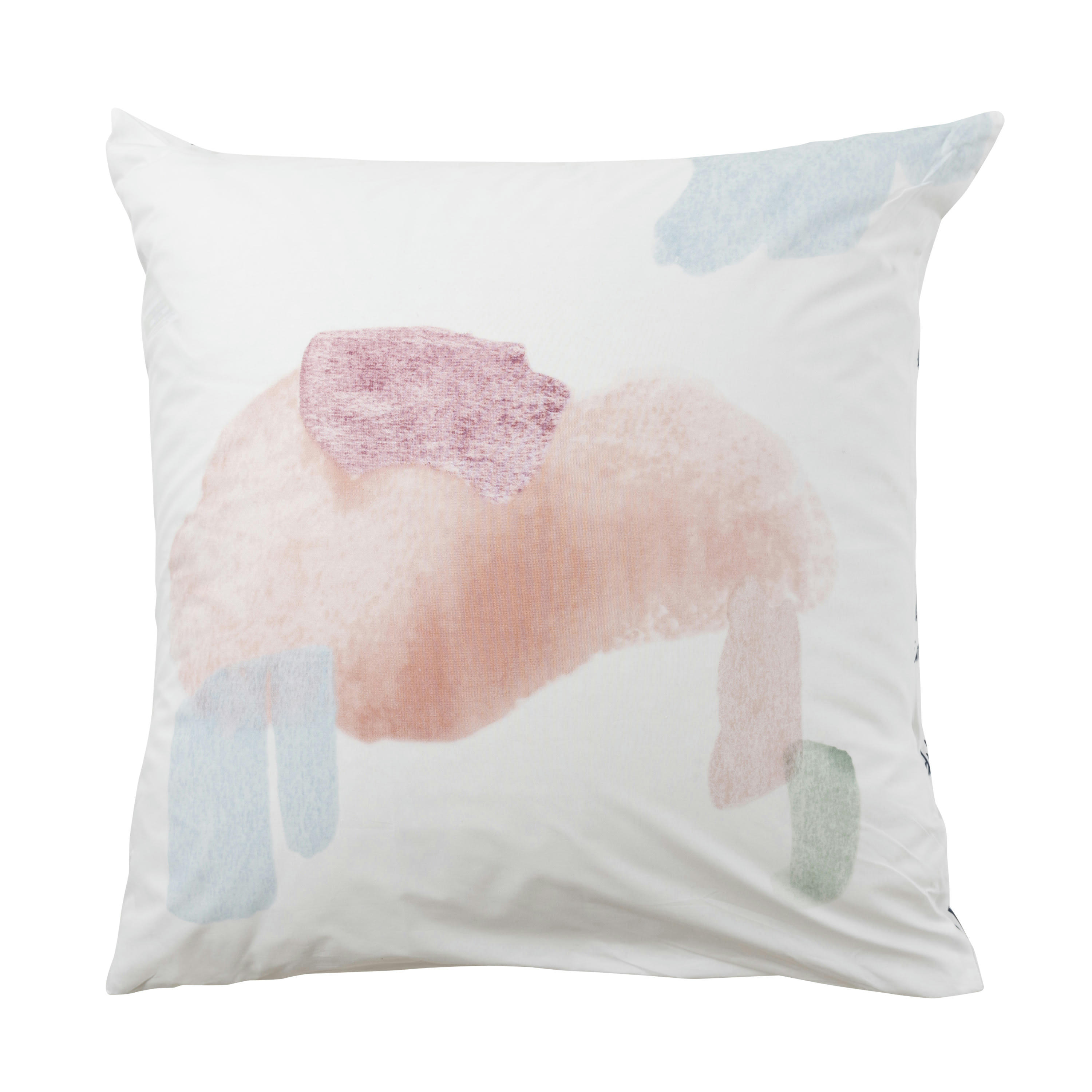 SIMONES - Taie d'oreiller carrée percale de coton imprimé bleu 64 x 64 cm