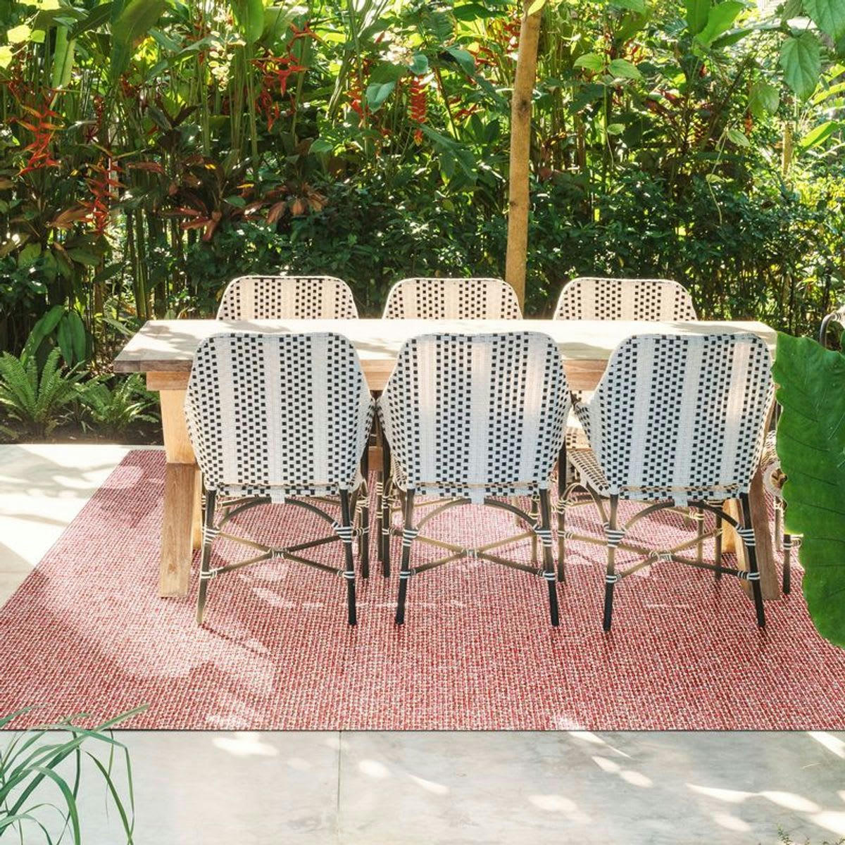 KOKO - Tapis effet tweed pour intérieur et extérieur rouge 160x230