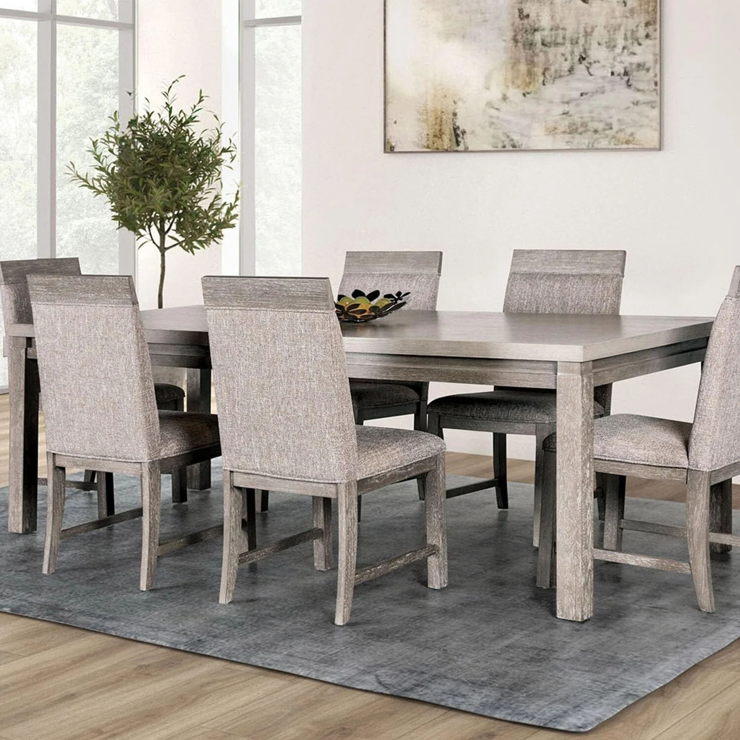 Wooden Rectangular Dining Table in Gray and Stone Gray - Gray/Stone Gray