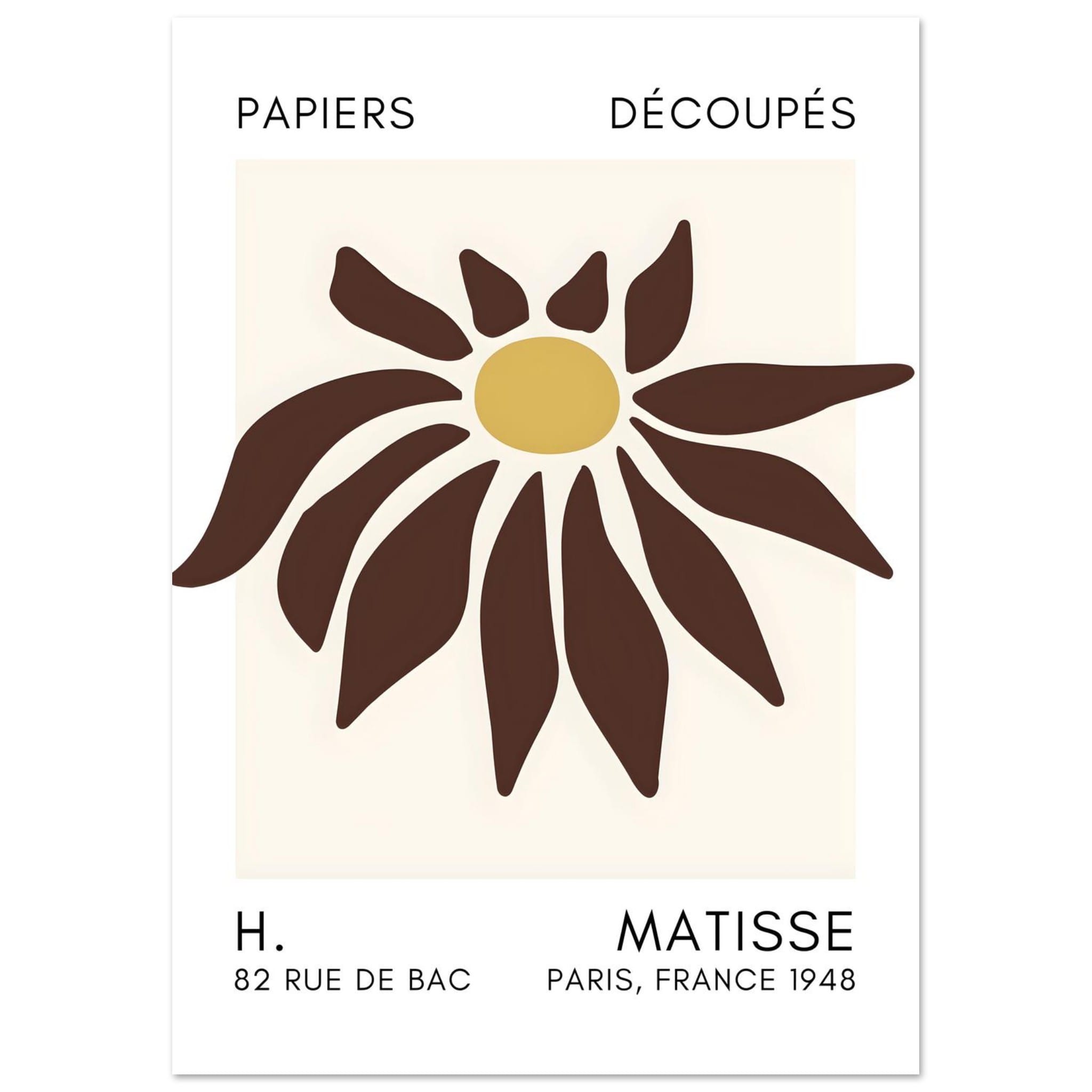 Artfulprints Poster Matisse – Deep sea dance brown  - A4 21x29.7 cm - Bruin