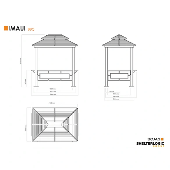 Pavillon »Maui«, BxHxT: 243 x 278 x 178 cm, Aluminium