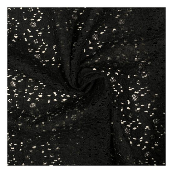 Black Raschel Lace Cotton Lace Fabric by the Metre