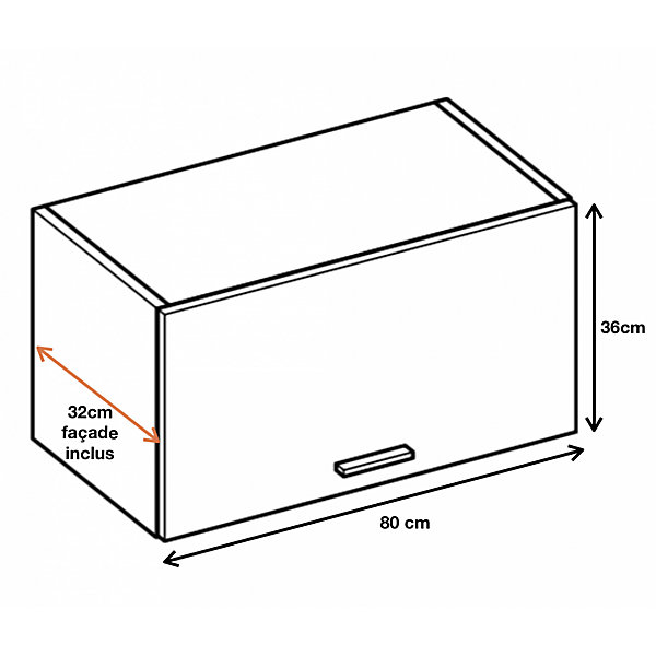 Cuisineandcie - Meuble haut SLIM de cuisine Bellissi Blanc Brillant 1 porte relevable L 80 cm