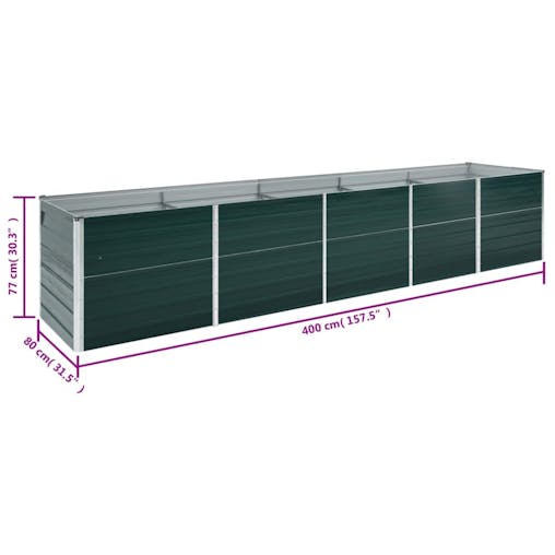 NNEVL Garden Raised Bed Galvanised Steel 400x80x77 cm Green