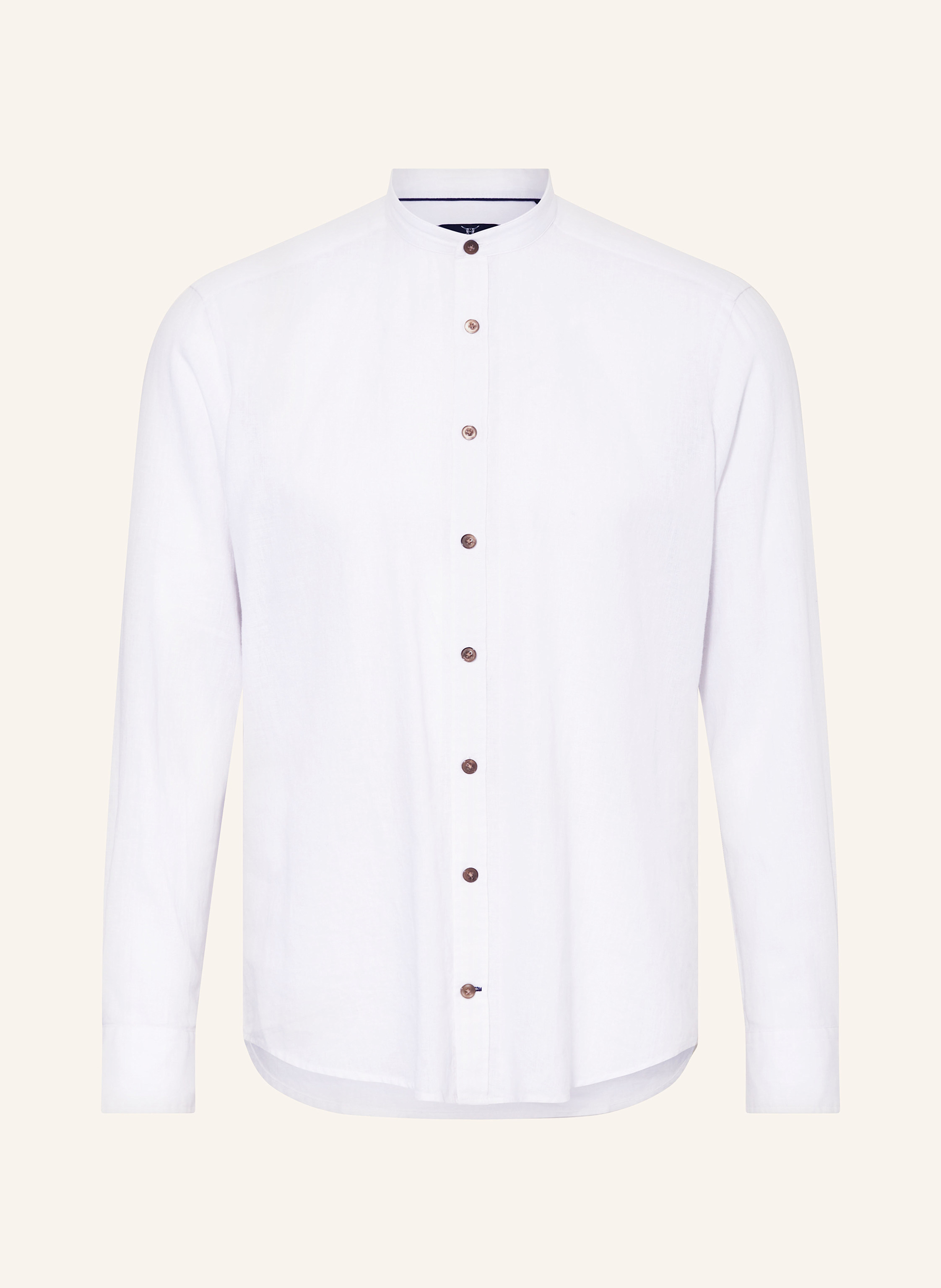 STROKESMAN'S Hemd Regular Fit mit Leinen und Stehkragen