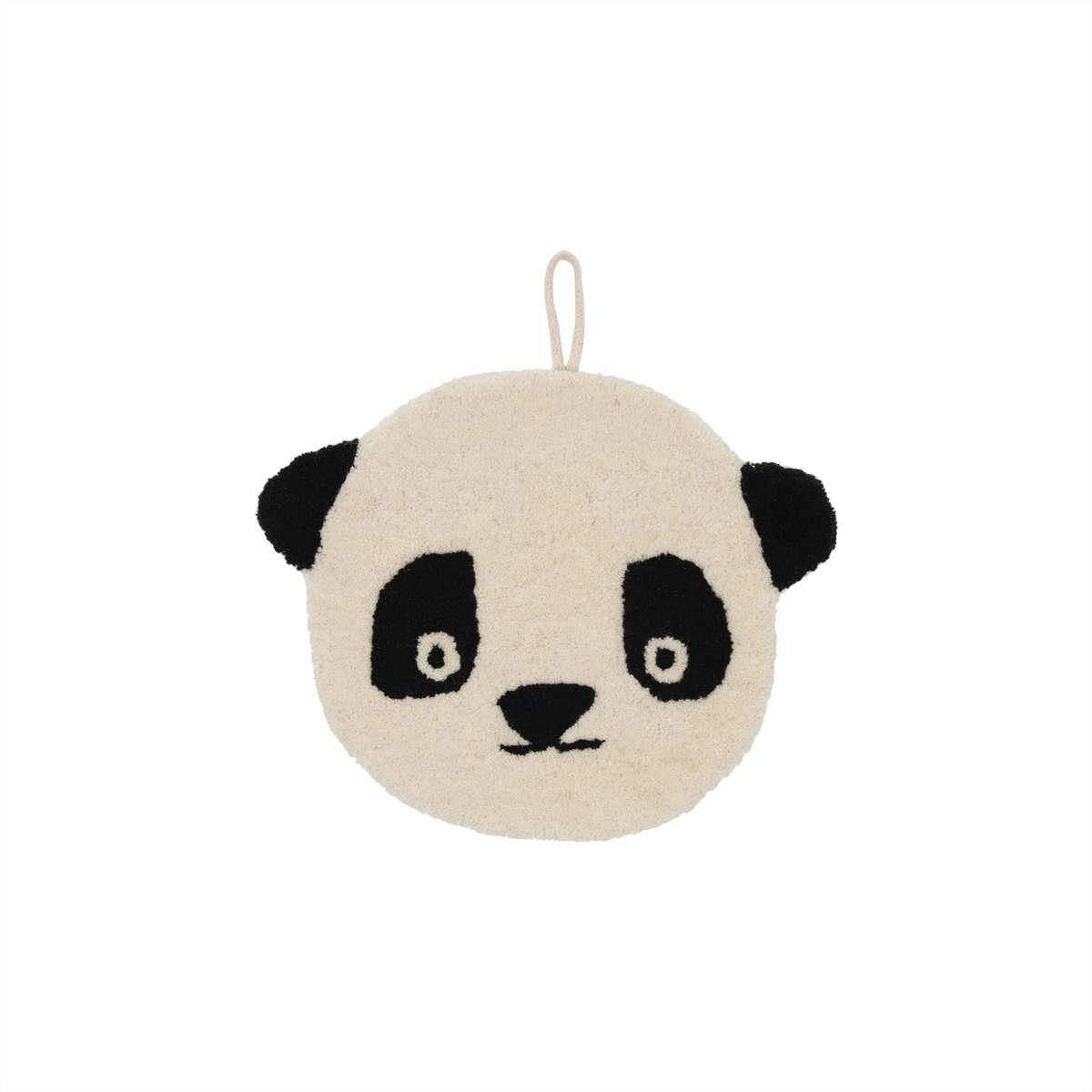 PANDA - Tapis mural noir en laine H25x32cm