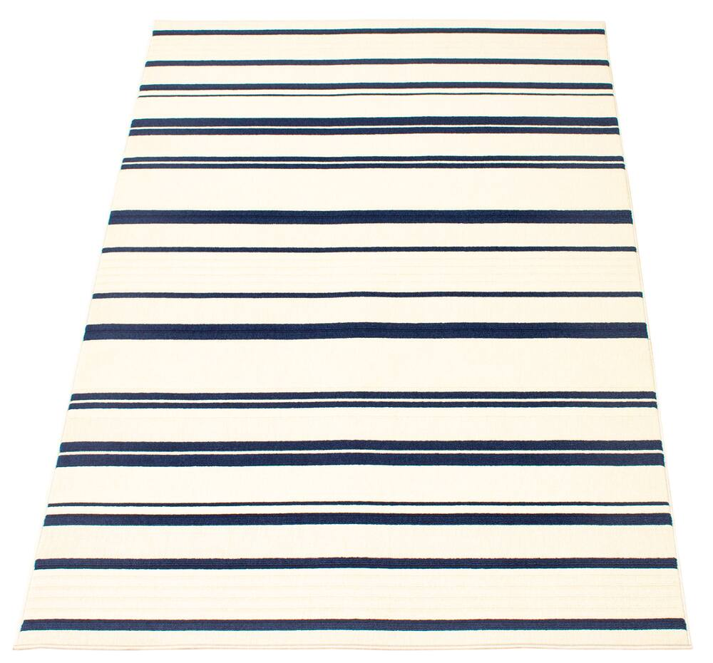 ECARPET Arthur Indoor/Outdoor Striped Area Rug, Blue/Ivory, Assorted Sizes