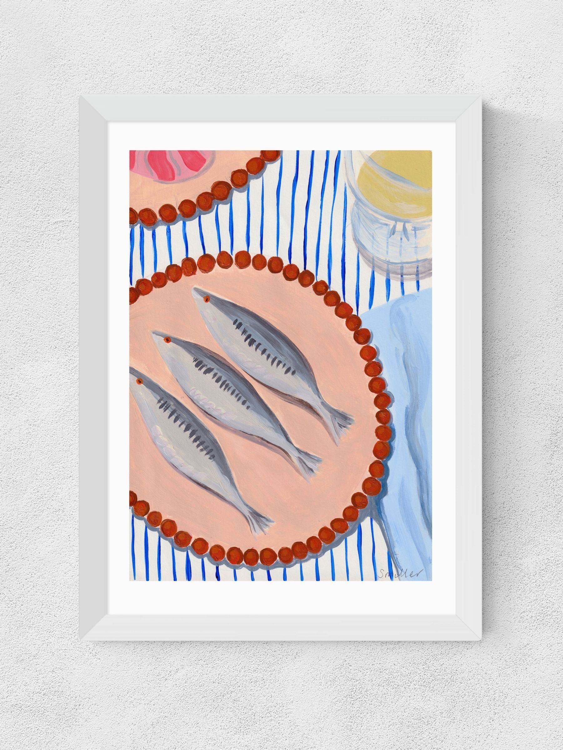 East End Prints White Sardines Supper Wall Art Print by Susie Miller