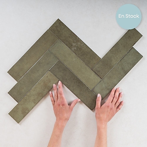 Carrelage mural Effet Zellige Vert Olive TRIBE 6x24,6cm Green - Les Carreaux de Jean