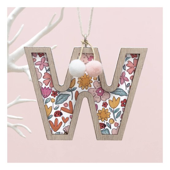 Hanging Wooden Letter W 7.5cm