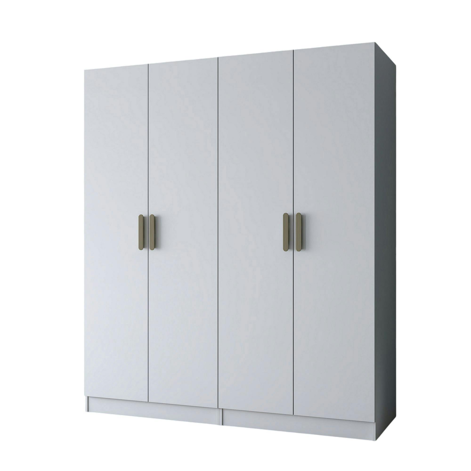 Armoire penderie blanche 4 portes poignées verticales BYRON