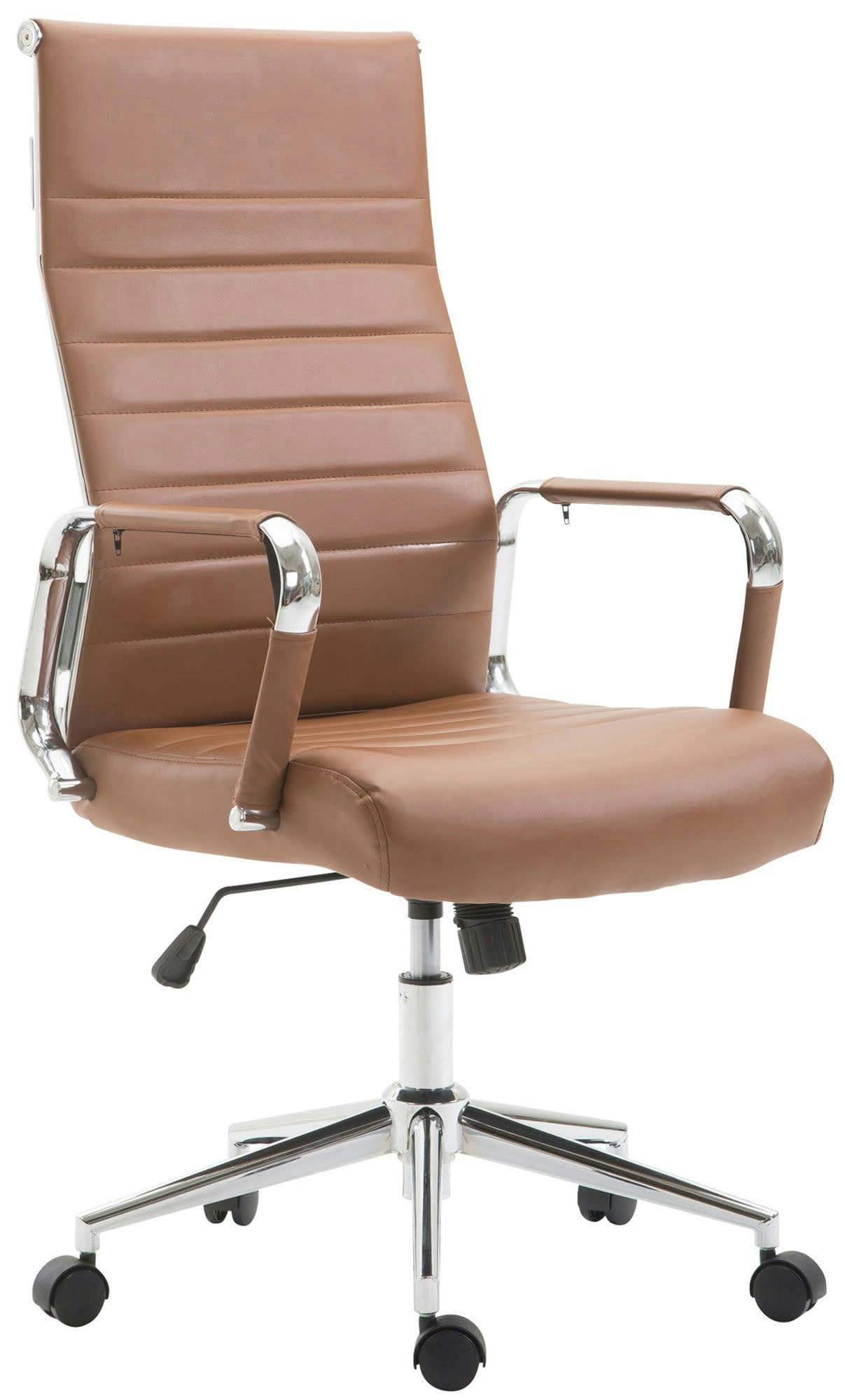 KOLUMBUS - Chaise de bureau réglable pivotant en similicuir Marron clair