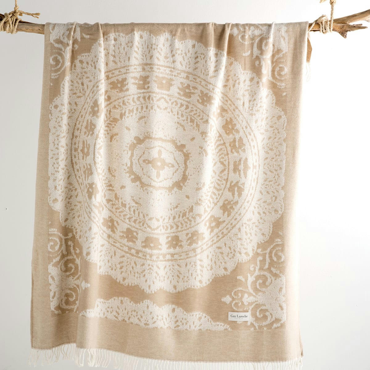 ROSIERS - Plaid en coton beige 130x170