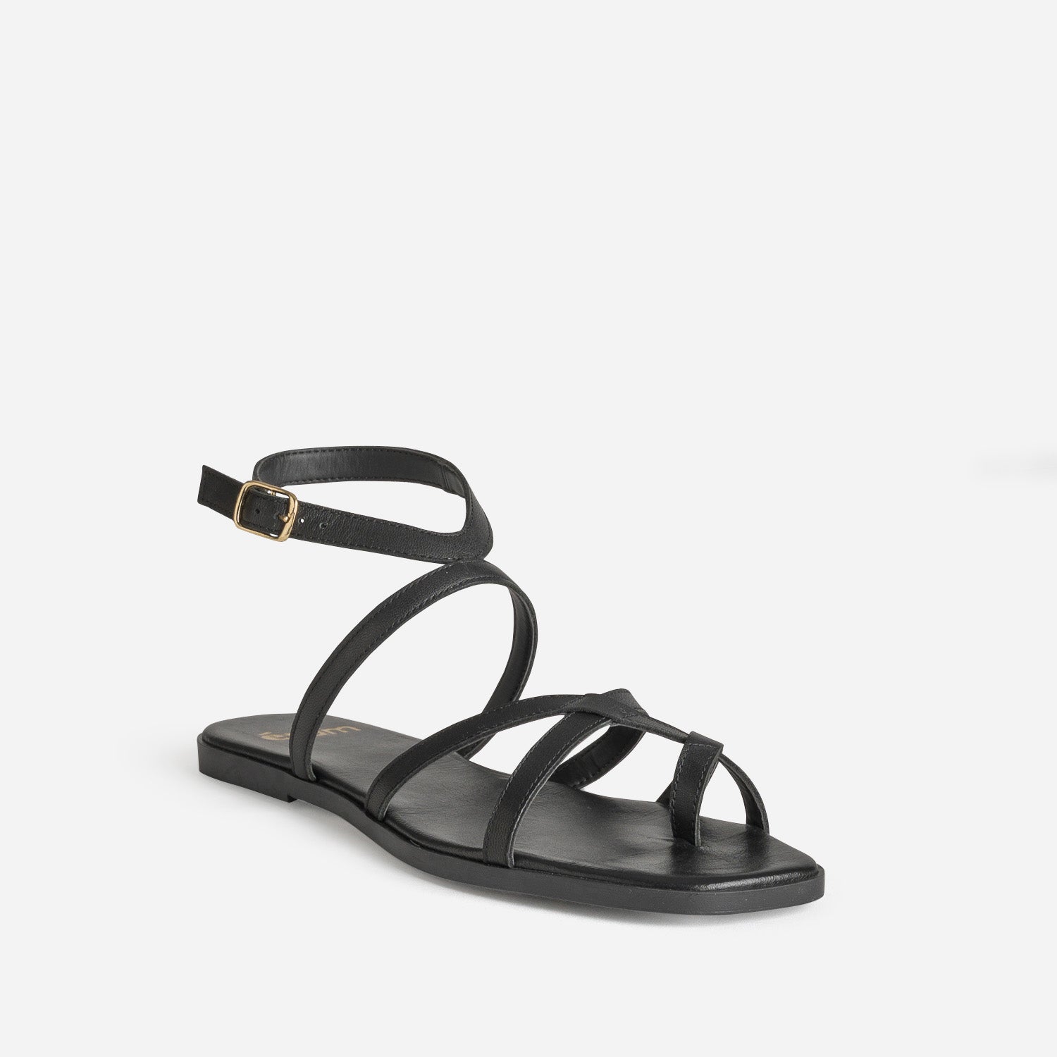 Sandale noire cuir entre-doigt