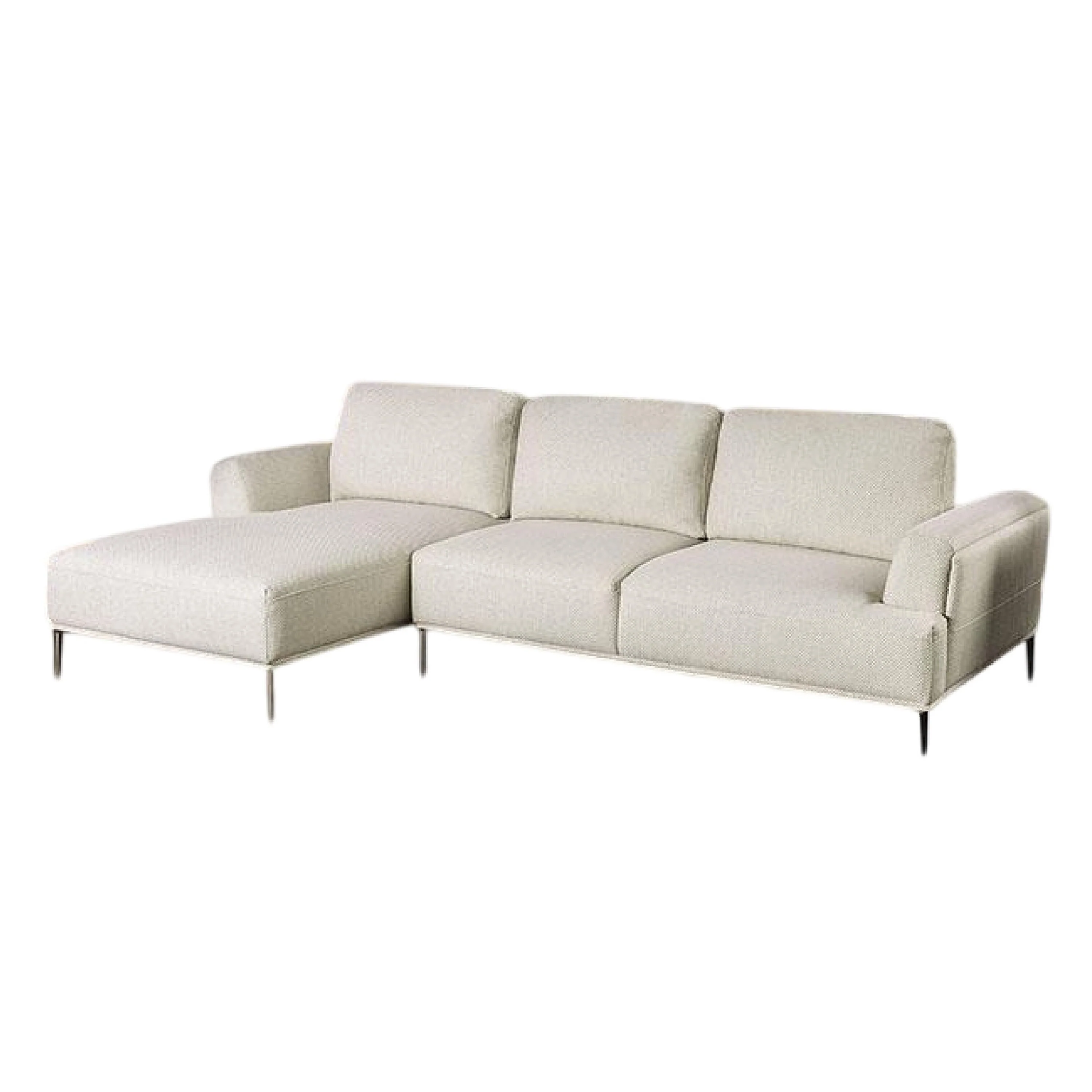 Batty L Sectional Chaise Sofa, Beige Chenille, 113 Inch, Adjustable