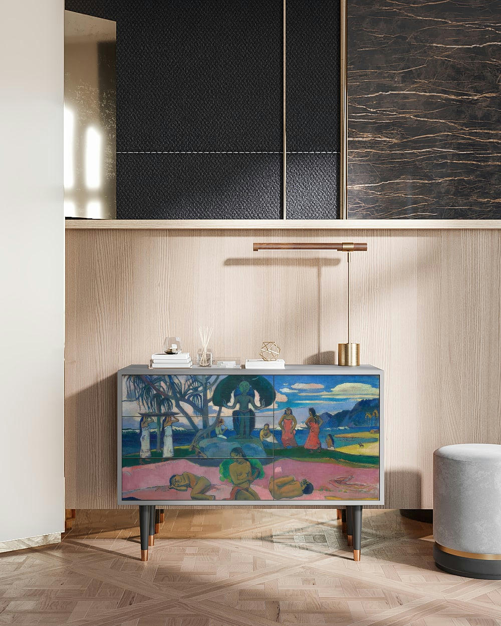 DAY OF THE GOD BY PAUL GAUGUIN - Buffet  multicolore 3 tiroirs et 1 porte L 115 cm