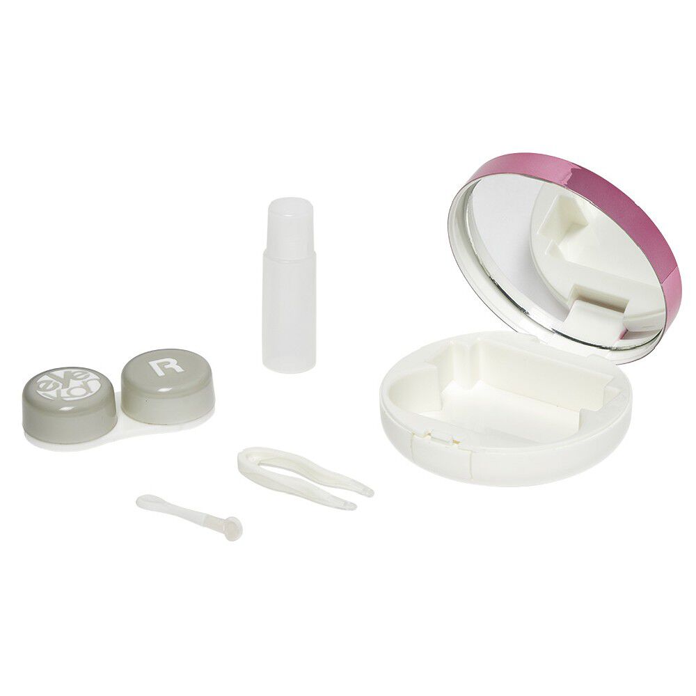 BoÎte de transport pour lentilles de contact rose ou bleu