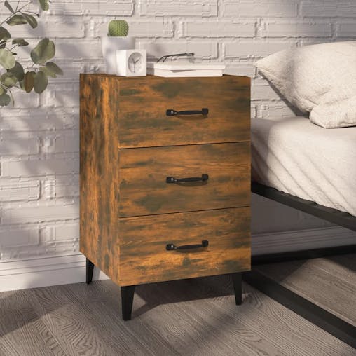 NNEVL Bedside Cabinet Smoked Oak 40x40x66 cm Engineered Wood