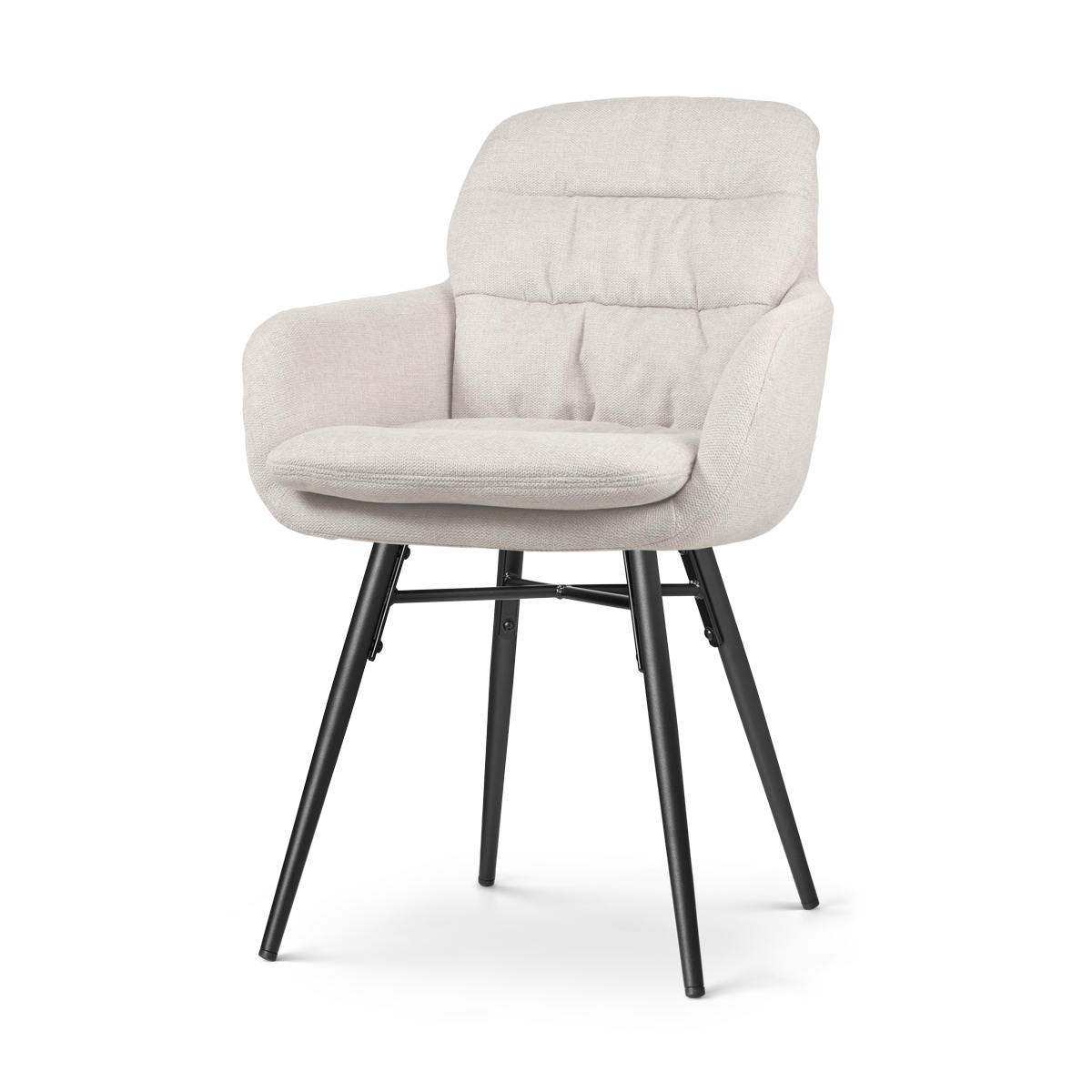 Nolon Nena-Mia Eetkamerstoel Beige - Armleuning - Zwarte Houten Poten