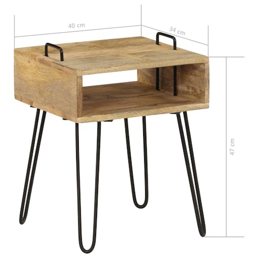 NNEVL Bedside Table Solid Mango Wood 40x34x47 cm