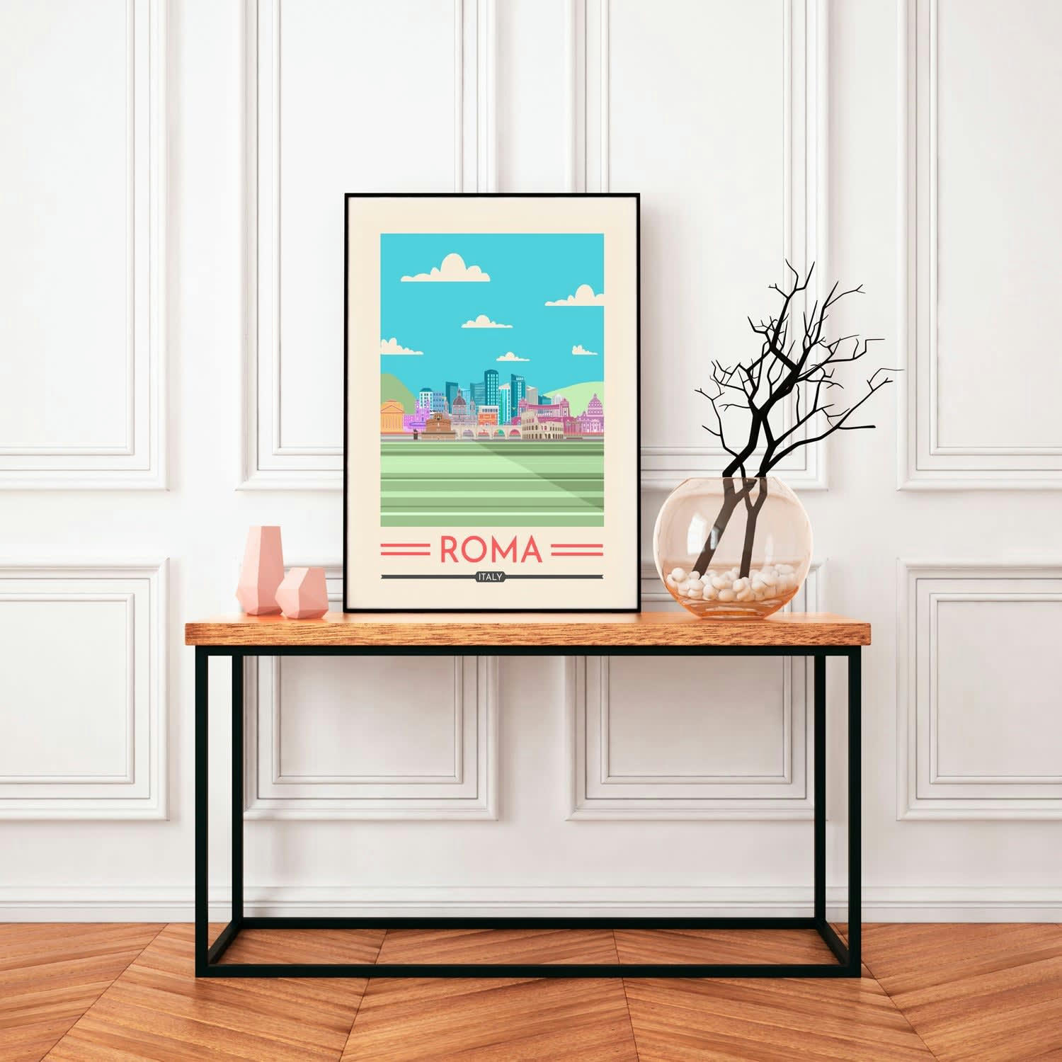 CIUDADES - Affiche avec cadre noir - Rome - 50x70